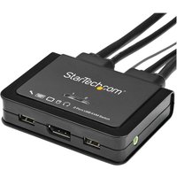 Startech 2 Port DisplayPort KVM Switch, 4K 60Hz, Compact Dual Port UHD DP 1.2 USB Desktop KVM Switch w/ Integrated 4ft Cables & Audio, Bus Powered & Remote Switching, MacBook ThinkPad - 4K KVM Switch w/ Audio (SV211DPUA4K) - KVM / audio switch - 2 ports