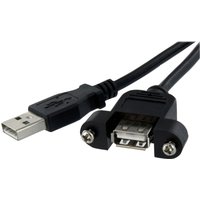StarTech.com 3 ft Panel Mount USB Cable A to A F/M - Panel Mount USB Extension USB A-Female to A-Male Adapter Cable 3ft - USB-A (F) Port (USBPNLAFAM3) - USB extension cable - USB to USB - 91.4 cm