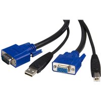 StarTech.com 2-in-1 USB KVM Cable - Keyboard / video / mouse / USB cable - HD-15 (VGA), USB Type B (M) to USB, HD-15 (VGA) - 6 ft - SVUSB2N1_6 - keyboard / video / mouse / USB cable - 1.8 m