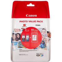 Canon PG-560XL/CL-561XL Photo Value Pack - 2-pack - High Yield - black, colour (cyan, magenta, yellow) - original - glossy - 50 sheet(s) - 100 x 150 mm - ink cartridge / paper kit