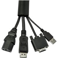 StarTech.com 15' (4.6m) Cable Management Sleeve, Flexible Coiled Cable Wrap, 1-1.5" diameter Expandable Sleeve, Polyester Cord Manager/Protector/Concealer, Black Trimmable Cable Organizer - Cable & Wire Hider (WKSTNCM2) - cable concealer