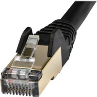 StarTech.com 10m CAT6A Ethernet Cable, 10 Gigabit Shielded Snagless RJ45 100W PoE Patch Cord, CAT 6A 10GbE STP Network Cable w/Strain Relief, Black, Fluke Tested/UL Certified Wiring/TIA - Category 6A - 26AWG (6ASPAT10MBK) - patch cable - 10 m - black