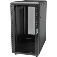 Startech 22U Server Rack Cabinet with secure locking door - 4 Post Adjustable Depth (5.5" to 28.7") - 1768 lb capacity - 19 inch Portable Network Equipment Enclosure on wheels/casters (RK2236BKF) - rack - 22U