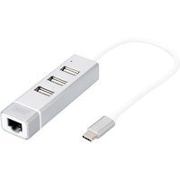 DIGITUS USB Adapter USB2.0/C -> RJ45 Ethernet+3-Port-Hub wei DIGITUS USB Adapter USB2.0/C -> RJ45 Ethernet+3-Port-Hub wei