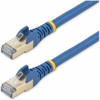 Startech 1.5m CAT6A Ethernet Cable, 10 Gigabit Shielded Snagless RJ45 100W PoE Patch Cord, CAT 6A 10GbE STP Network Cable w/Strain Relief, Blue, UL Certified Wiring/TIA - Category 6A - 26AWG (6ASPAT150CMBL) - patch cable - 1.5 m - blue