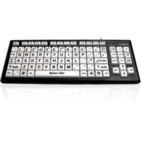 Ceratech Accuratus Monster 2 - keyboard - High Contrast Vision Impairment SEN Keyboard with Extra Large Keys & 2 Port USB Hub - QWERTY - UK - black, white Input Device