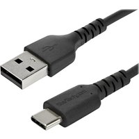 StarTech.com 1m USB A to USB C Charging Cable, Durable Fast Charge & Sync USB 2.0 to USB Type C Data Cord, Rugged TPE Jacket Aramid Fiber M/M 3A Black, Samsung S10, S20, iPad Pro, Pixel - Heavy Duty and Rugged - USB-C cable - USB to 24 pin USB-C - 1 m