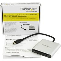 Startech USB 3.0 Flash Memory Multi-Card Reader/Writer with USB-C - SD microSD and CompactFlash Card Reader w/ Integrated USB-C Cable (FCREADU3C) - card reader - USB 3.0