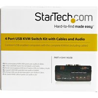 Startech 4 Port Black USB KVM Switch Kit with Cables and Audio - desktop KVM Switch - VGA KVM Switch - USB KVM Switch 4 Port (SV411KUSB) - KVM / audio switch - 4 ports