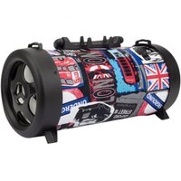 Manhattan London Bluetooth Speaker (Clearance Pricing), Decent Sound Output (3W), 3 hour Playback time, FM Radio, Range 10m, microSD card reader (32GB), Aux 3.5mm connector, USB-A charging cable included, 1200mAH battery, Bluetooth v5, Three Years Warrant
