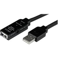 StarTech.com 25m USB 2.0 Active Extension Cable M/F - 25 meter USB A Male to USB A Female USB 2.0 Repeater / Extender Cable - Black - 80ft (USB2AAEXT25M) - USB extension cable - USB to USB - 25 m