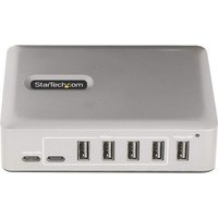 StarTech.com 7-Port USB-C Hub, 5x USB-A + 2x USB-C, Self-Powered w/ 65W Power Supply, USB 3.1 10Gbps Hub w/ BC1.2 Charging, Desktop/Laptop USB Hub with 3ft Locking USB-IF Certified Cable - USB Expansion Hub (10G5A2CS-USB-C-HUB) - hub - 7 ports