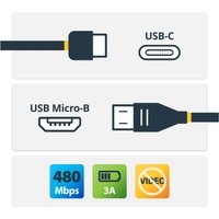 StarTech.com USB C to Micro USB Cable - 0.5m - M/M - Thunderbolt 3 Compatible - Micro USB Cord -USB Type C to Micro USB Cable (USB2CUB50CM) - USB-C cable - 24 pin USB-C to Micro-USB Type B - 50 cm