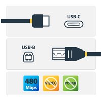 StarTech.com USB C to USB B Printer Cable - 3 ft / 1m - USB C Printer Cable - USB C to USB B Cable - USB Type C to Type B (USB2CB1M) - USB-C cable - 24 pin USB-C to USB Type B - 1 m