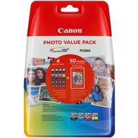 Canon CLI-526 C/M/Y/BK Photo Value Pack - 4-pack - black, yellow, cyan, magenta - original - 50 sheet(s) - 100 x 150 mm - ink tank / paper kit