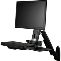 Startech Wall Mount Workstation, Articulating Full Motion Standing Desk with Ergonomic Height Adjustable Monitor & Keyboard Tray Arm, Mouse & Scanner Holders, For Single VESA Display - Foldable Standing Desk (WALLSTS1) mounting kit - for Monitor - black