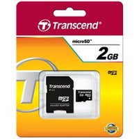 SD microSD Card 2GB Transcend w/adapter retail