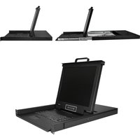 StarTech 8 Port Rackmount KVM Console with 6ft Cables, Integrated KVM Switch with 17" LCD Monitor, Fully Featured 1U LCD KVM Drawer- OSD KVM, Durable 50,000 MTBF, USB + VGA Support - 17in. LCD KVM Drawer (RKCONS1708K) - KVM console - 17"