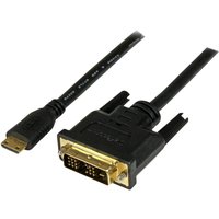 StarTech.com 1m (3.3 ft) Mini HDMI to DVI Cable, DVI-D to HDMI Cable (1920x1200p), 19 Pin HDMI Mini (C) Male to DVI-D Male, Digital Monitor Cable Adapter M/M, Single Link, Black - Mini HDMI to DVI Adapter - adapter cable - HDMI / DVI - 1 m