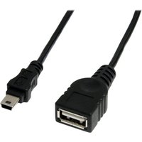 StarTech.com 1 ft Mini USB 2.0 Cable - USB A to Mini B F/M - USB cable - USB (F) to mini-USB Type B (M) - USB 2.0 - 1 ft - black - USBMUSBFM1 - USB cable - USB to mini-USB Type B - 30 cm