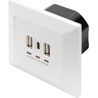 DIGITUS Unterputz Ladedose USB 2x USB A 1x USB Type-C, weiss