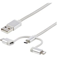 StarTech.com USB Multi Charging Cable - 3.3 ft / 1m - Lightning / USB-C / Micro-USB - Braided - MFi Certified - USB 2.0 - 3 in 1 Charging (LTCUB1MGR) - USB cable - 1 m