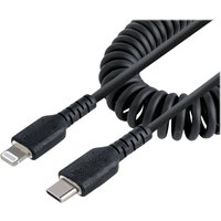 StarTech.com 1m (3ft) USB C to Lightning Cable, MFi Certified, Coiled iPhone Charger Cable, Black, Durable and Flexible TPE Jacket Aramid Fiber, Heavy Duty Coil Charging Cable - Rugged USB Lightning Cable - Lightning cable - 1 m