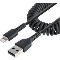 StarTech.com 50cm (20in) USB to Lightning Cable, MFi Certified, Coiled iPhone Charger Cable, Black, Durable and Flexible TPE Jacket Aramid Fiber, Heavy Duty Coil Charging Cable - Rugged USB Lightning Cable - Lightning cable - Lightning / USB - 50 cm