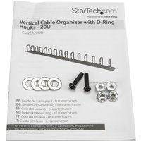 StarTech.com Vertical 0U Server Rack Cable Management w/ D-Ring Hooks - 20U Network Rack Cord Manager Panel - 3ft Wire Organizer (CMVER20UD) - D-ring cable management kit - 20U