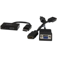 StarTech 2 in 1 Displayport Adapter - DisplayPort to HDMI or VGA - DisplayPort Adapter - 1920x1200 - Travel Adapter (DP2HDVGA) - video converter - black