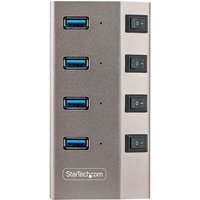 StarTech.com 4-Port Self-Powered USB-C Hub with Individual On/Off Switches, USB 3.0 5Gbps Expansion Hub w/Power Supply, Desktop/Laptop USB-C to USB-A Hub, 4x BC 1.2 (1.5A), USB Type C Hub - USB-C/A Host Cables (5G4AIBS-USB-HUB-EU) - hub - 4 ports