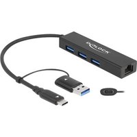 Delock Hub - 3 x USB 3.2 Gen 1 + 1 x 10/100/1000 + 1 x USB-C 3.2 Gen 1