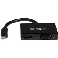 StarTech Mini DisplayPort to HDMI and VGA - 2 in 1 Travel Adapter - Mini DisplayPort to VGA Adapter - Mini DP to HDMI Dongle - Monitor Adapter (MDP2HDVGA) - video converter - black