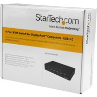 Startech 4 Port DisplayPort KVM Switch - DP KVM Switch with Audio and Built-in USB 3.0 Hub for Peripherals - 4K 30Hz (SV431DPU3A2) - KVM / USB switch - 4 ports - rack-mountable