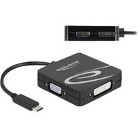 Delock High Speed - Videoadapter - Single Link - USB-C männlich zu DB-15, DVI-I, HDMI, DisplayPort weiblich - 10 cm - Schwarz - 4K60Hz (3840 x 2160)