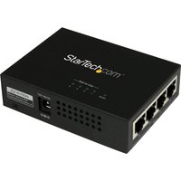 StarTech 4 Port Gigabit Midspan - PoE+ Injector - 802.3at and 802.3af - Wall-mountable Power over Ethernet Midspan (POEINJ4G) - PoE injector - 120 Watt