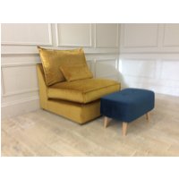 Click to view product details and reviews for Harry Armless Chair With Footstool In Mystere Smooth Gold Velvet. Click to view product details and reviews for Harry Armless Chair With Footstool In Mystere Smooth Gold Velvet.