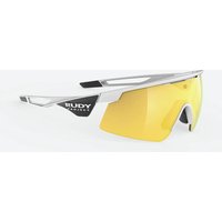 Photos - Sunglasses Rudy Project Turbolence Racing Team Bahrain Victorious Cycling Matte White with Multilaser Yellow Lens