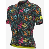 Photos - Cycling Clothing Ale Alé PRR Tattoo Short Sleeve Jersey Dark Grey Green Pink - S