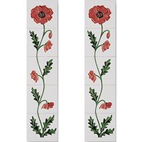 Cast Tec Field Poppy Red and Ivory Fireplace Tiles