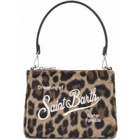Leopard-print pouch in fur-effect fabric
