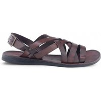 Brador Sandali Uomo in Pelle Color Rum con Fasce Incrociate