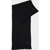 BOSS Logo-plaque scarf in virgin wool - Black Men's Scarves