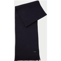 BOSS Logo-plaque scarf in virgin wool - Dark Blue Men's Scarves