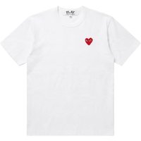 Comme des Garçons T-shirt Bianco con Ricamo Cuore Rosso