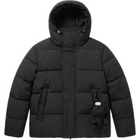 Barrow Giacca Puffer Nero con Cappuccio e Dettagli Originali