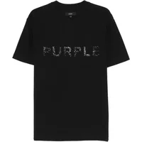 PURPLE BRAND T-shirt Maglieria Nera con Applicazione Strass