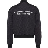 DSQUARED2 Giacca Bomber Nera in Nylon con Ricamo