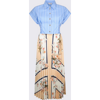 pleated dress blue woman