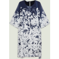 blue-white woman printed dress